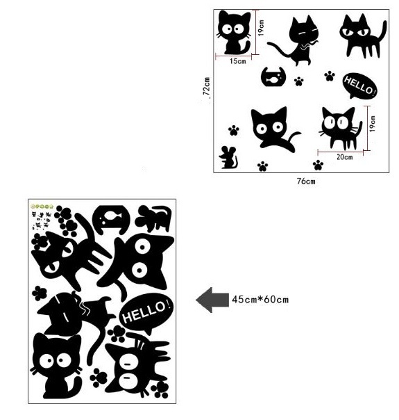 Decal mèo đen hài hước